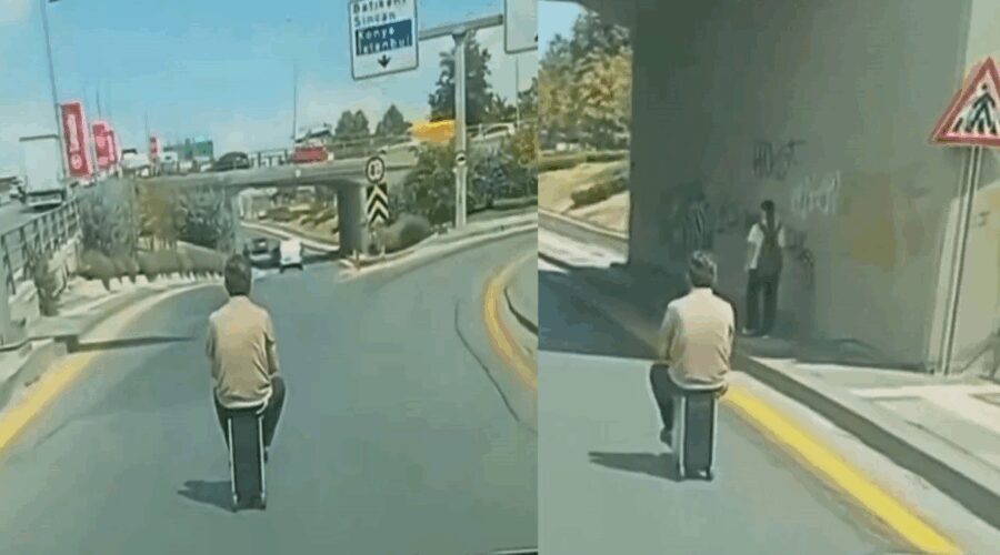 elektrikli skuterla akilalmaz yolculuk valizle bindi CT58t3fx